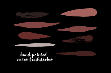 Vintage Graffiti Brushstrokes. Vector Hipster Lines, Logo Doodles, Banners. Brown, Ocher, Gray Marker Strokes, Text Highlights. Color Swatch in Earth Tones. Autumn, Winter Color Buttons, Brush Stroke