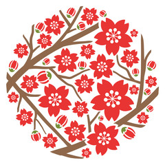 Obraz premium 桜 丸型