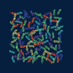 Sale Banner Confetti. Vector Falling Discount Prices -10, -20, -30, -40, -50, -70, -90 Sticker. Holidays Shopping Promotion Ads. Rebate Badge, Price Discount Cool Sale Banner, Border or Frame