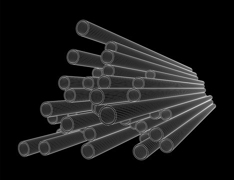 Wireframe low poly mesh construction metallurgy round tubes profile vector illustration