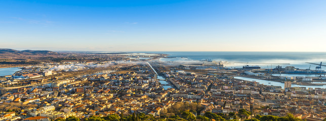 Panorama de Sète depuis le mont Saint-Clair, Hérault en Occitanie, France
