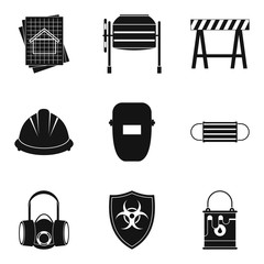 Specialist builder icons set, simple style