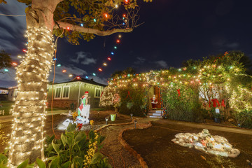 Night view of beautiful Christmas in Candy Cane Lane