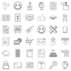 Knowledge icons set, outline style