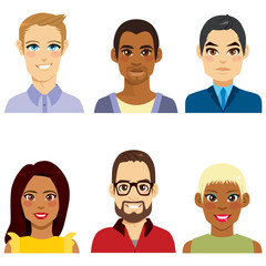 Group of people from diverse ethnicity men and women avatar collection