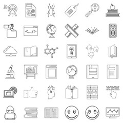 Student icons set, outline style