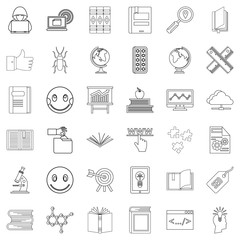 Graduation icons set, outline style