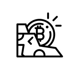 Bitcoin mining vector icon