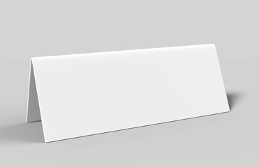 Table tent card. Blank white 3d render illustration. © godesignz
