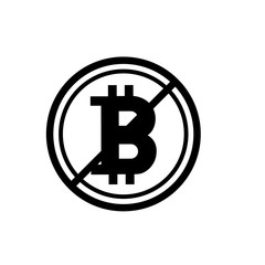 Bitcoin ban vector icon