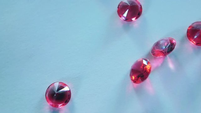 Rubies .Precious Stones . Slow Motion  