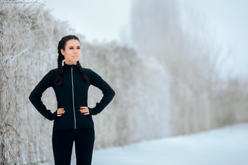Winter Sport Woman in Outdoor Fitness Session 