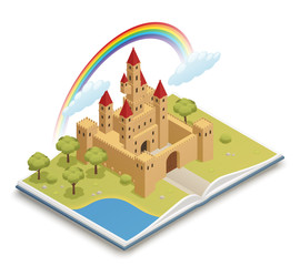 Fairy Tale Castle Isometric Composition 