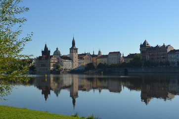 Obraz premium Prague - Old Buildings on Vltava Riverside
