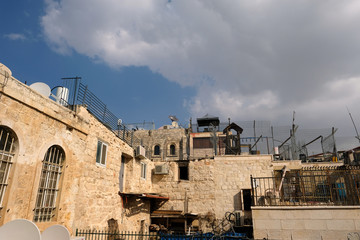 Old house buildings in Old City of Jerusalem