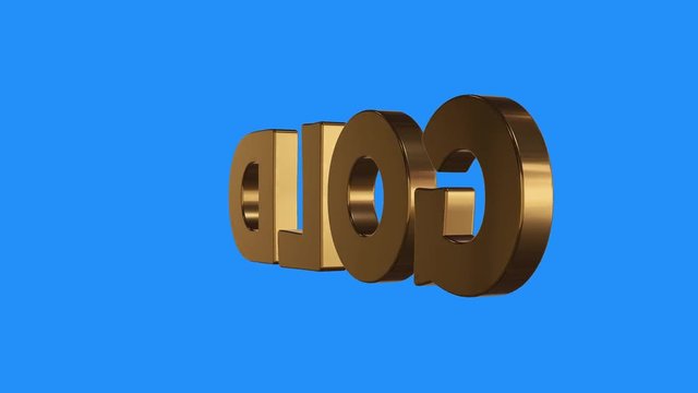 golden gold word spinning animation seamless loop on blue background - new quality unique financial business animated dynamic motion video footage