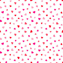 Vector seamless  background with pink, red heart. Wedding or Valentine's day pattern.