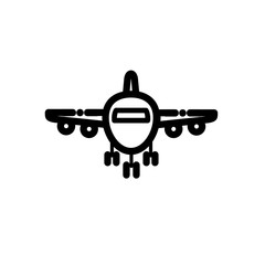 Plane on runway vector icon