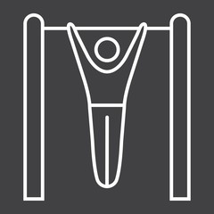 Fitness pull up line icon, fitness and sport, workout sign vector graphics, a linear pattern on a black background, eps 10.