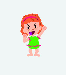 White girl in a swimsuit cheering enthusiastically.