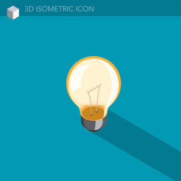 ampoule icône 3D isométrique - light bulb 3D isometric web icon
