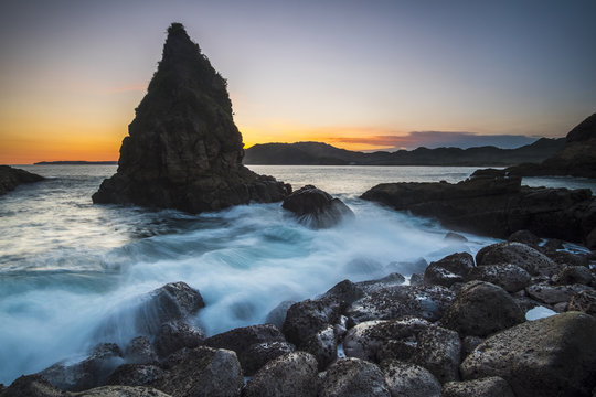 Sunset at Payangan beach, jember, indonesia