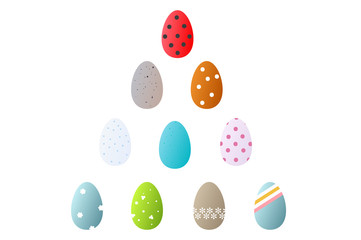 happy Easter. beautiful colored decorated eggs. vector.
