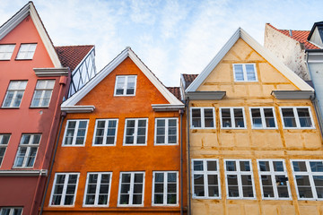 Fototapeta na wymiar Colorful houses in a row, Copenhagen, Denmark