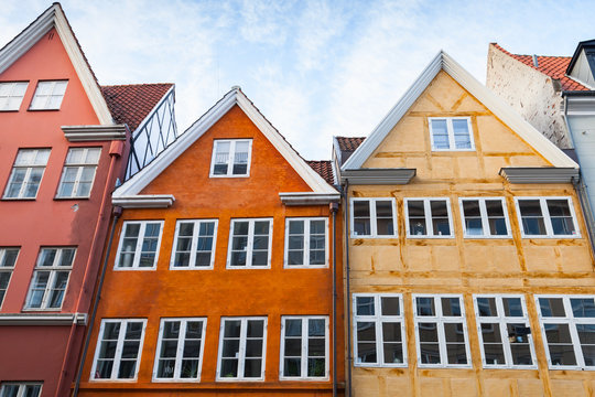 Colorful houses in a row, Copenhagen, Denmark