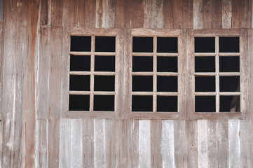 wood windows of old house