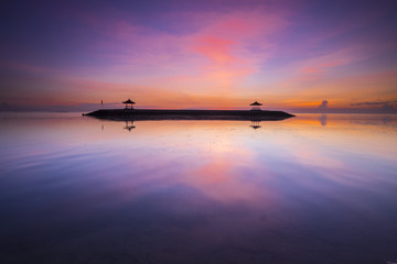 Fototapeta na wymiar Sunrise at karang beach, bali, indonesia