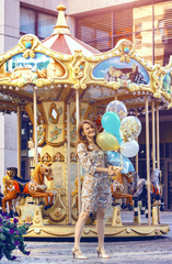 Fototapeta premium girl with balloon