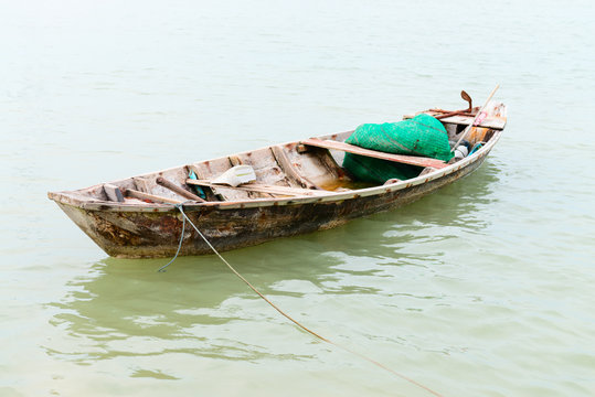 Small wooden fishing boat