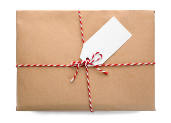 Parcel gift box on white background