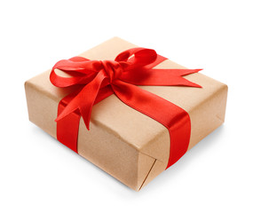 Parcel gift box on white background