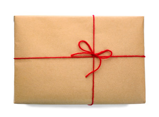 Parcel gift box on white background