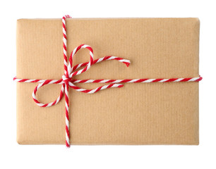 Parcel gift box on white background