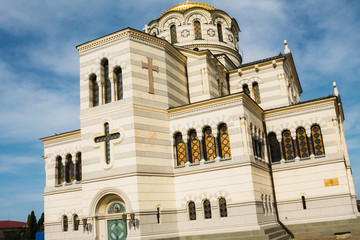 Fototapeta premium architecture, building, church, city, europe, cathedral, travel, palace, landmark, sky, blue, religion, tourism, facade, house, history, town, orthodox, monument, temple, museum, baroque, christianity