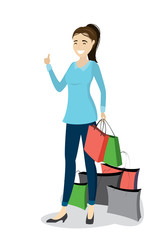 Fashion caucasian female with shopping bags,big sale concept