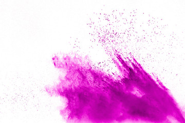 Violet Color powder splash cloud isolated on white background