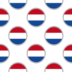 Seamless pattern from the circles with flag of Netherland