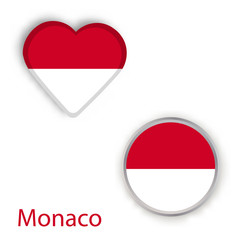 Circle and heart symbols with flag of Monaco
