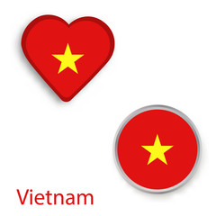 Circle and heart symbols with flag of Vietnam.