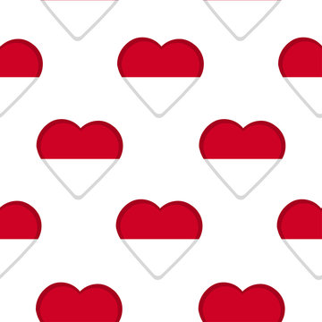 Seamless pattern from the hearts with flag of Monaco