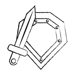 shield war icon image vector illustration design  black sketch line