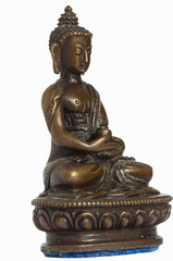Buddha Shakyamuni (Siddhartha, Gautama) bronze statuette; Buddha sits in the lotus position