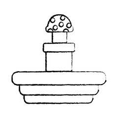 mushroom coming out of tunnel video game related icon image vector illustration design  black sketch line