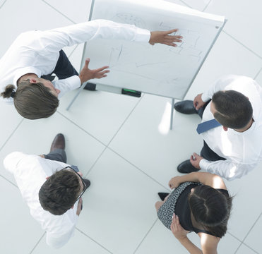 view from the top. background image of a business team discussing new ideas