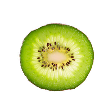 fresh kiwi section macro isolated