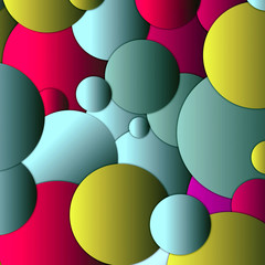 Gathers formed in various colors and patterns of circular shapes